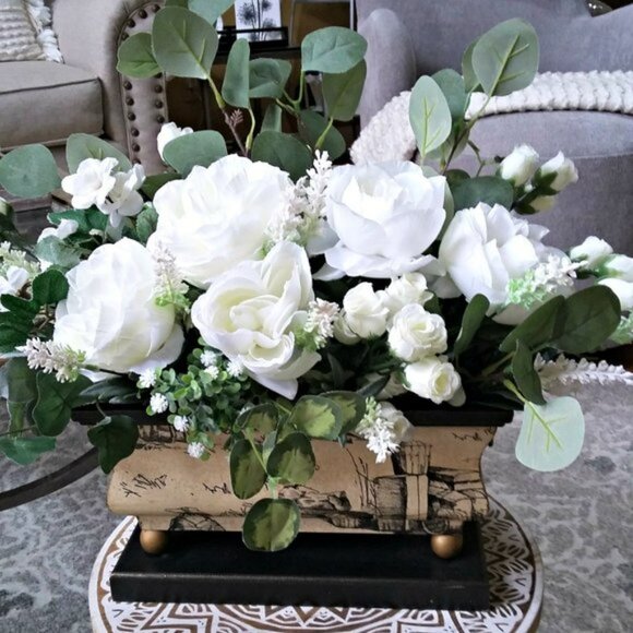 FRENCH FARMHOUSE Roses TOILE FLORAL DECOR - Picture 1 of 6